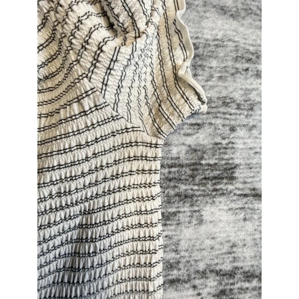 Art Class Girls Black White Striped Smocked Off Shoulder‎ Top L 10/12